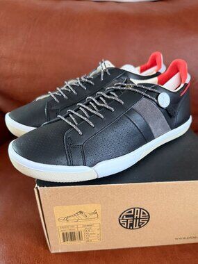 PLAE Unisex Mulberry Low Top Black Leather Sneakers Size: 8.5 Men (10 Women)